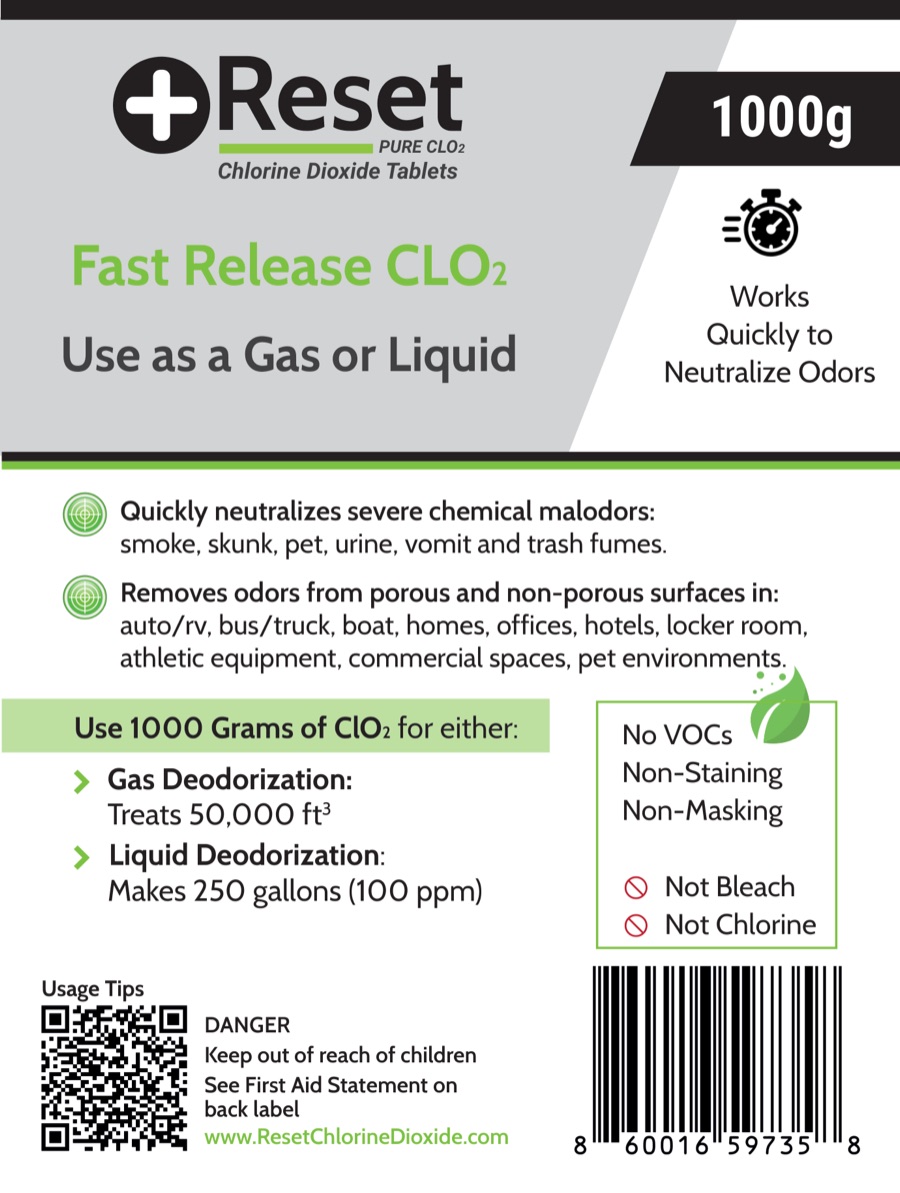 Reset Black Pak 1,000 g front label
